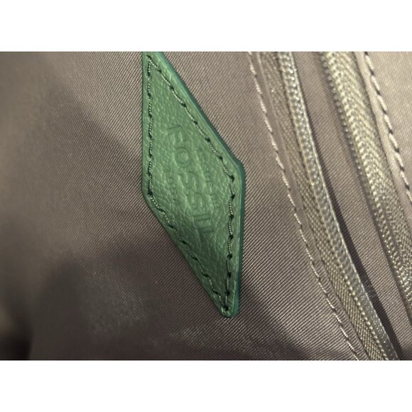 Fossil MIMI Shopper Tote Green Pebbled Leather Shoulder Bag Side Pockets Travel - Picture 2 of 9